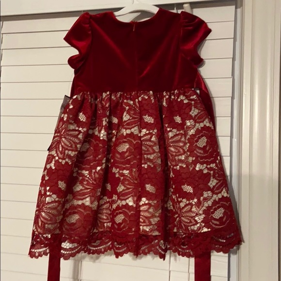 Jayne Copeland 2T ruby red velvet and lace dress. - Picture 2 of 3